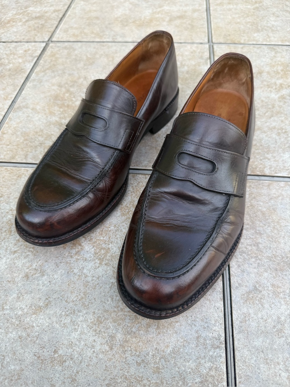 Beckett Simonon brown leather penny loafers